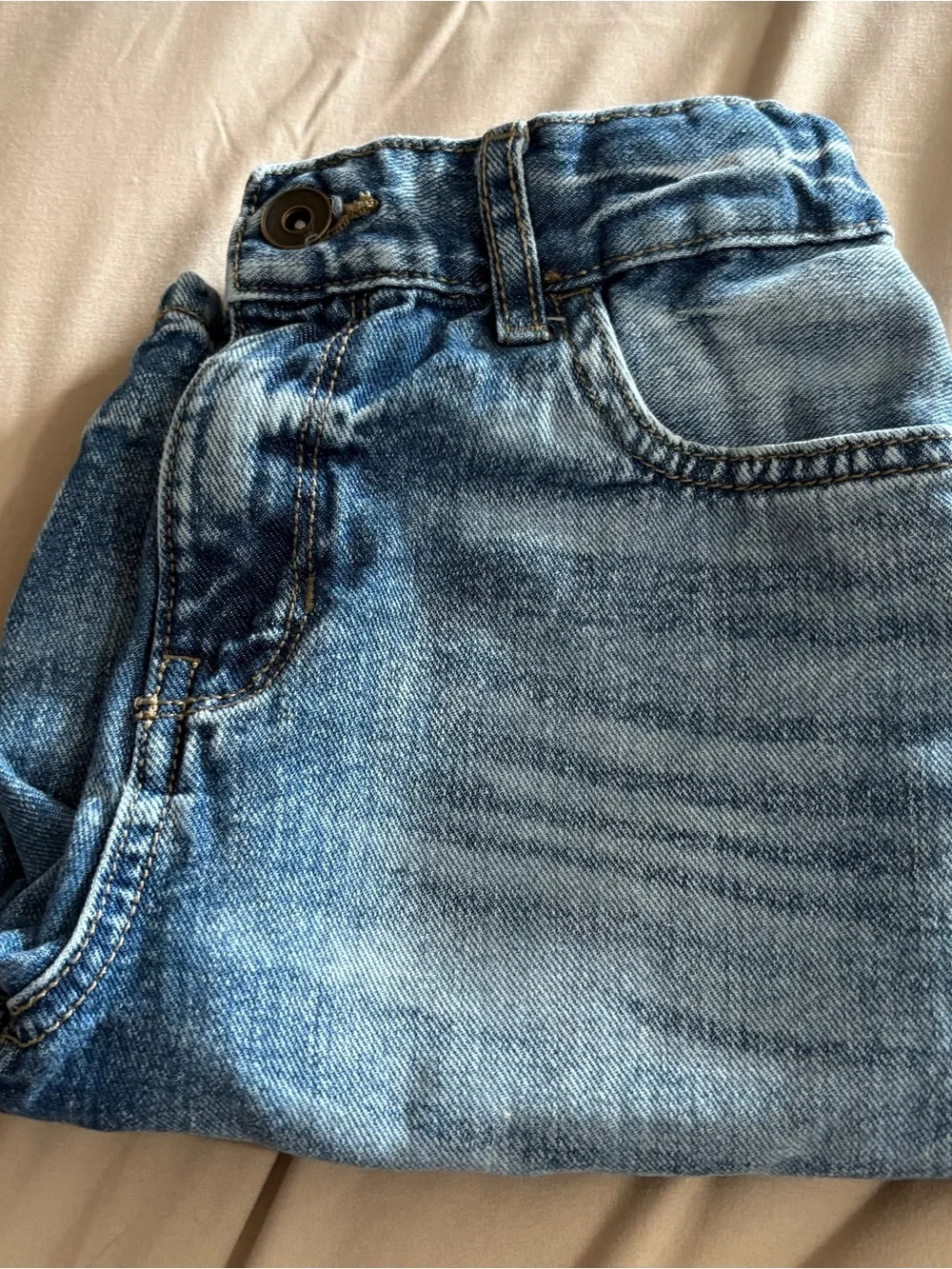 The Children’s Place Boys Light Wash Denim Jean Shorts Size 12 Elastic Waist EUC